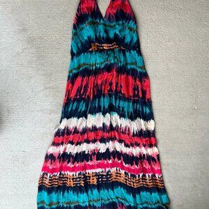 Milly New York Women’s Silk Cotton Blend Maxi Dress Size 8 Multicolor Tie-Dye